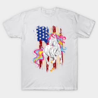 Americorn Patriotic Unicorn America Stars Flag Premium T-Shirt